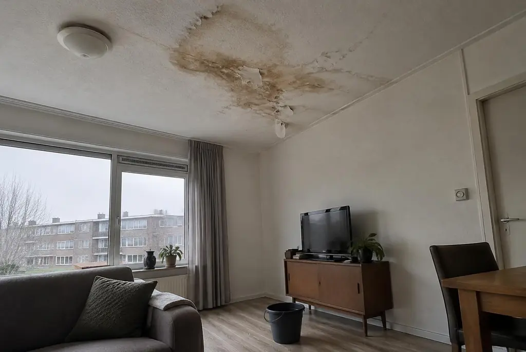 Lekdetectie Apeldoorn – vochtplek op het plafond onder een badkamer